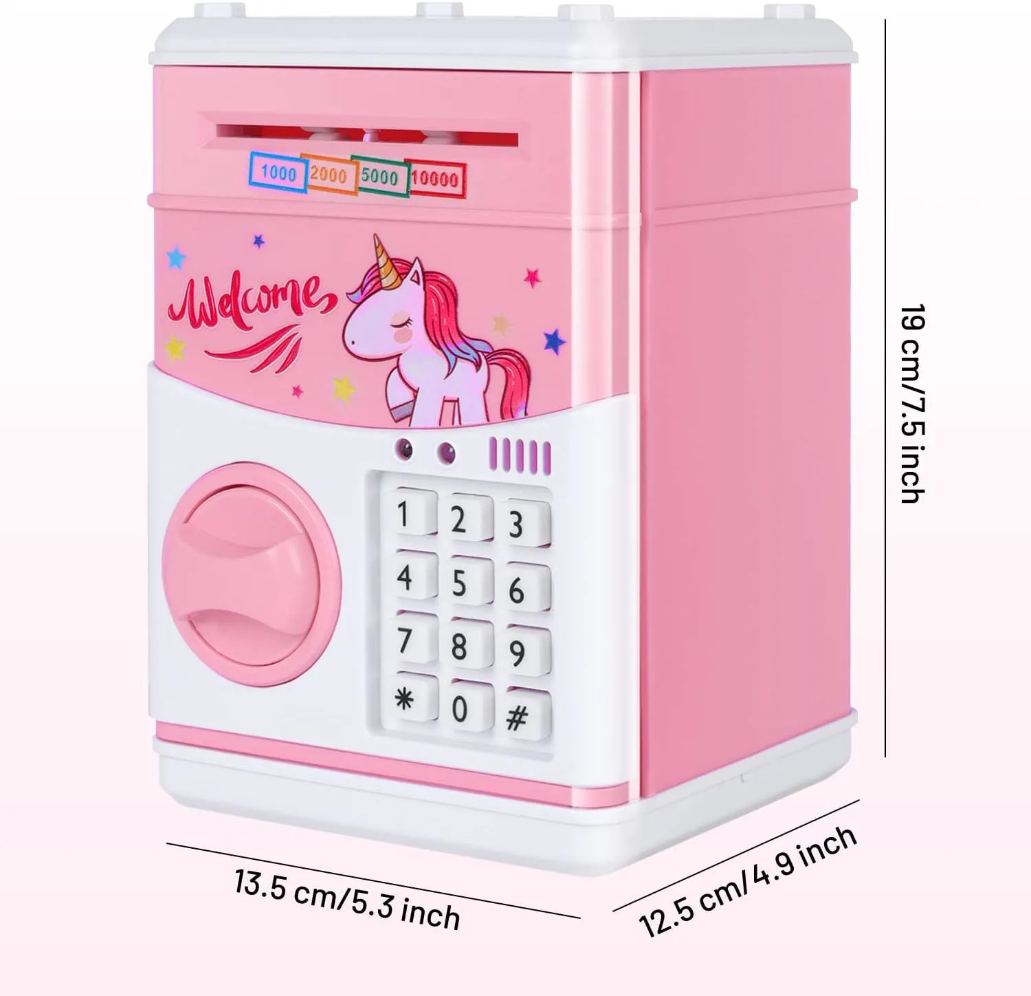 GuDoQi Password Piggy Bank, Digital Electronic Money Bank, Mini ATM Cash Coin Saving Can Toys, Birthday Gifts for Kids, Pink Unicorn
