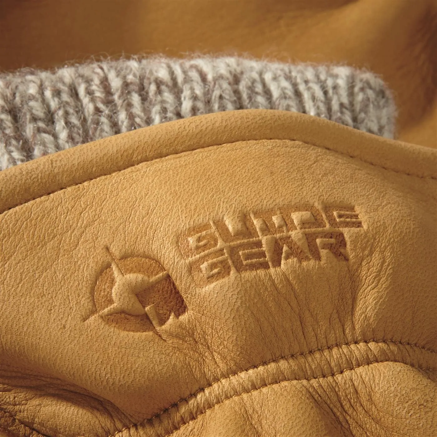 Guide Gear Men's Waterproof Genuine Deerskin Leather Mittens Lined with Wool Liner Mitts, Windproof for Wood Chopping