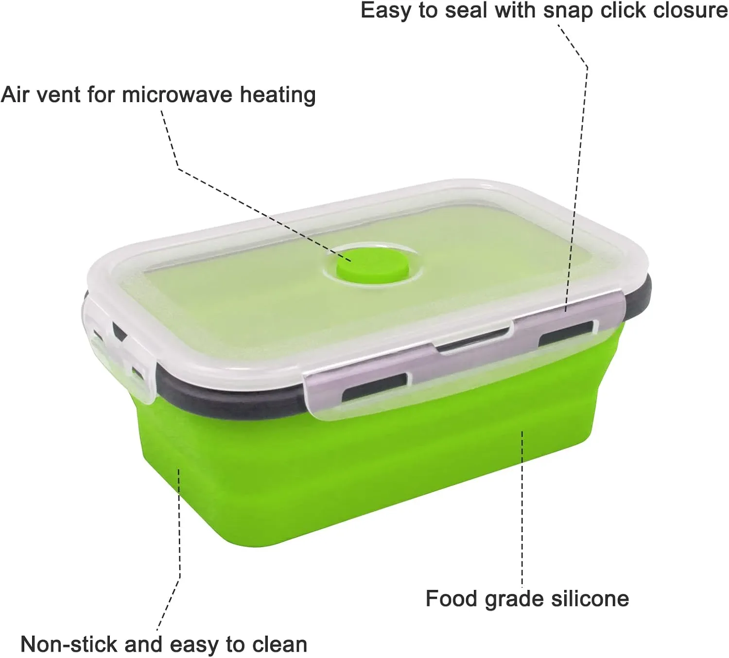 Guyuyii Collapsible Food Storage Containers - 4-Pack Silicone Food Storage Containers with Lids - Microwave, Dishwasher and Freezer Safe - Perfect for Camping, Picnics, and RV Living