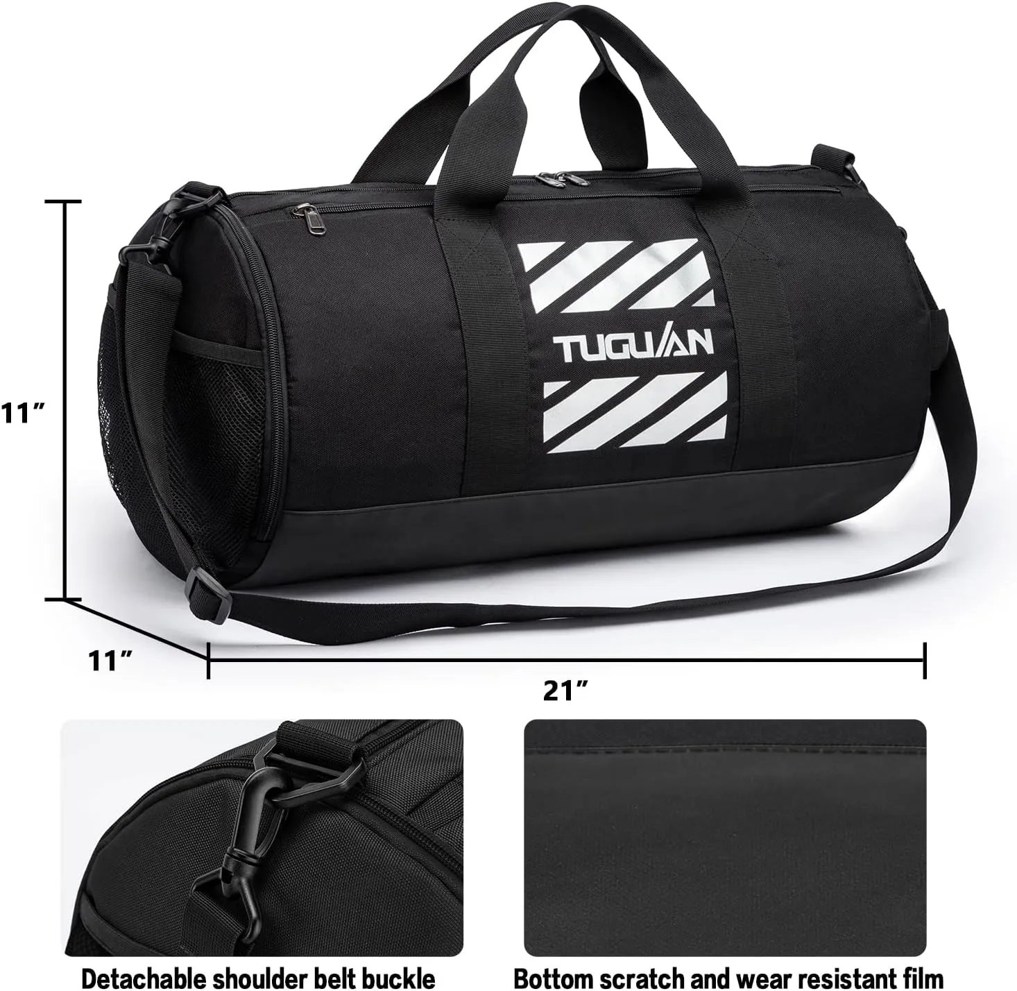 Gym Bag for Men Women with Wet Pocket & Shoe Compartment Travel Duffle Bag Man Sport Basketball Football Bag Weekend Overnight Duffel Bag Gym Tote bag 40L, Black