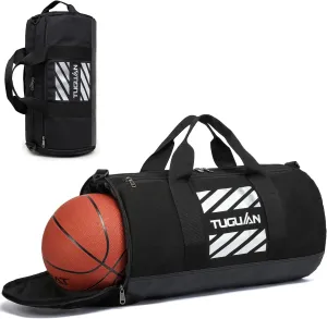 Gym Bag for Men Women with Wet Pocket & Shoe Compartment Travel Duffle Bag Man Sport Basketball Football Bag Weekend Overnight Duffel Bag Gym Tote bag 40L, Black