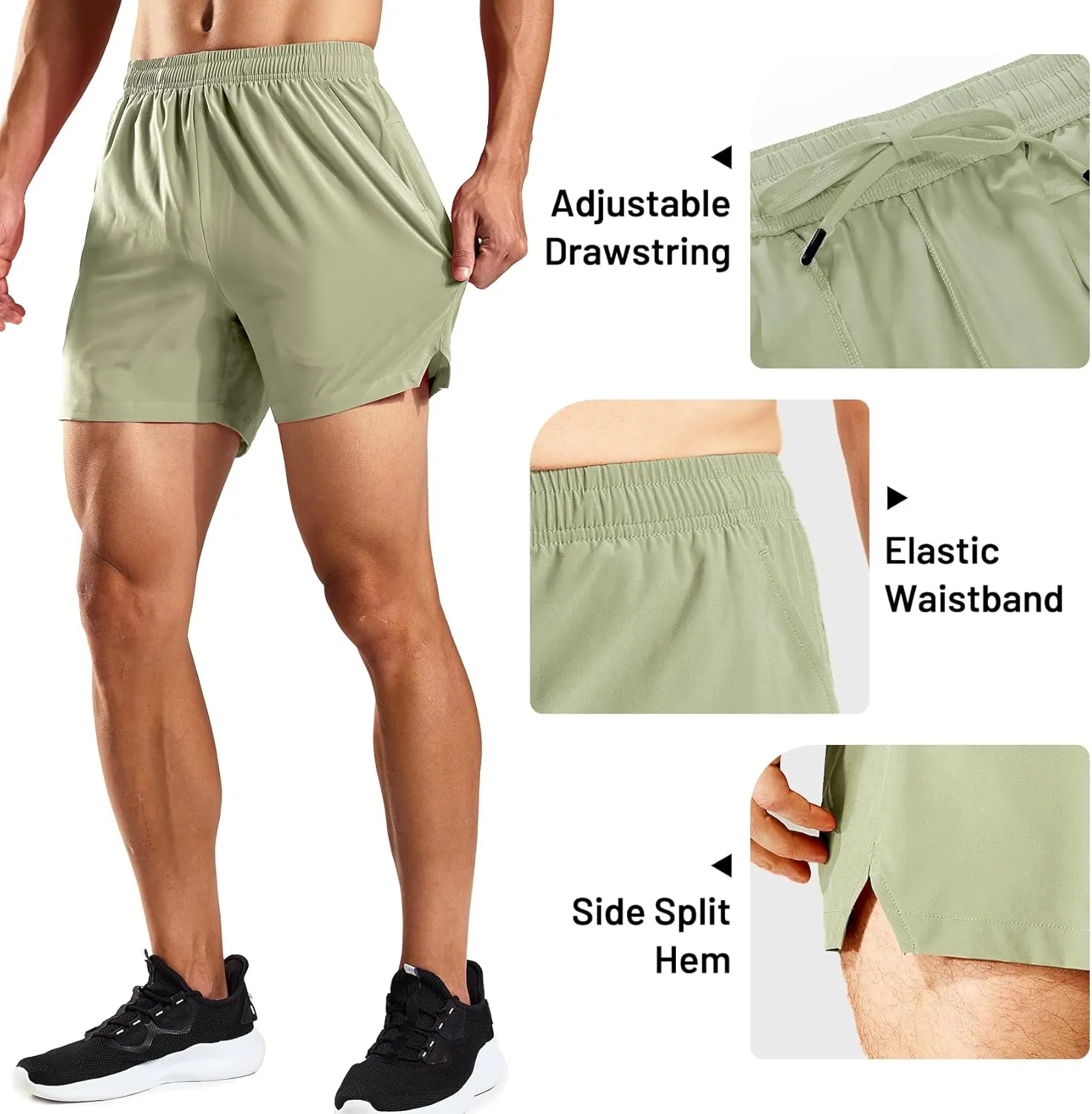 Haimont 5 Inch Mens Dry Fit Running Athletic Shorts with Pockets, Water Resistant Lightweight Quick Dry Gym Workout Shorts