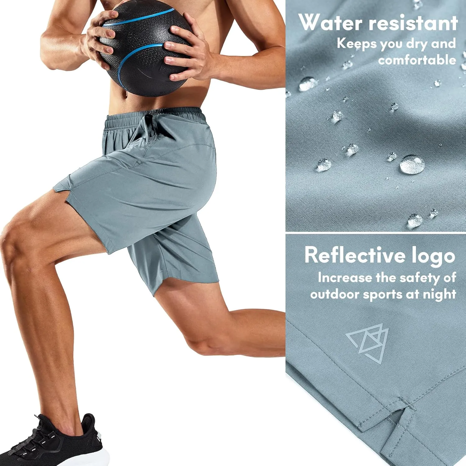 Haimont 7 Inch Athletic Running Shorts Men Dry Fit Lightweight Workout Shorts with Zipper Pockets No Liner, Quick Dry