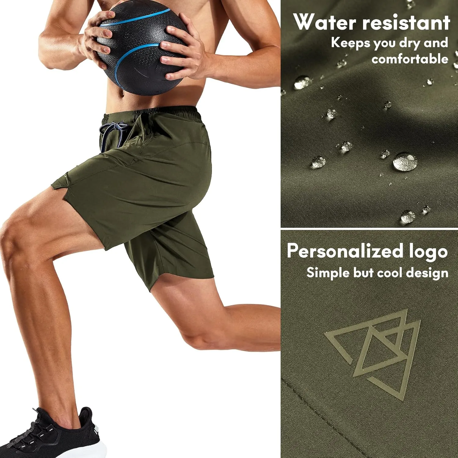 Haimont 7 Inch Athletic Running Shorts Men Dry Fit Lightweight Workout Shorts with Zipper Pockets No Liner, Quick Dry