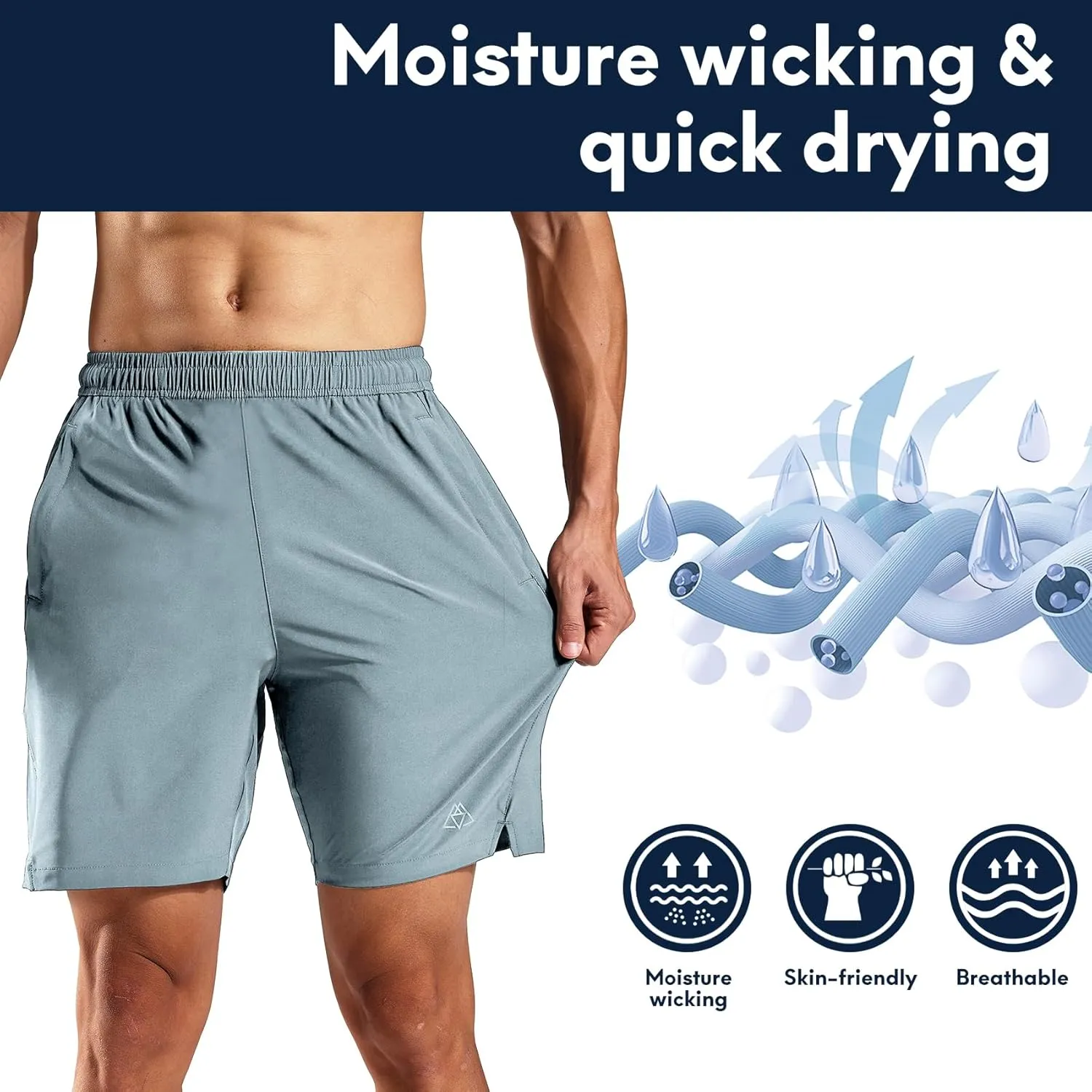 Haimont 7 Inch Athletic Running Shorts Men Dry Fit Lightweight Workout Shorts with Zipper Pockets No Liner, Quick Dry