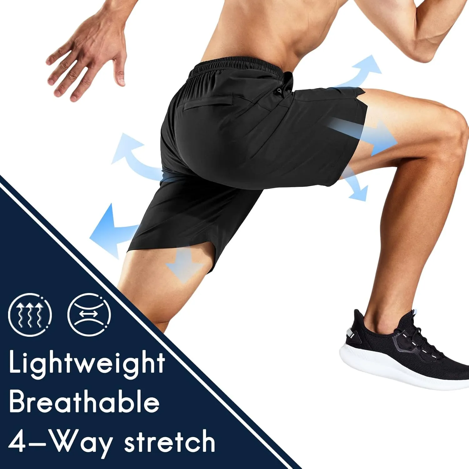Haimont 7 Inch Athletic Running Shorts Men Dry Fit Lightweight Workout Shorts with Zipper Pockets No Liner, Quick Dry