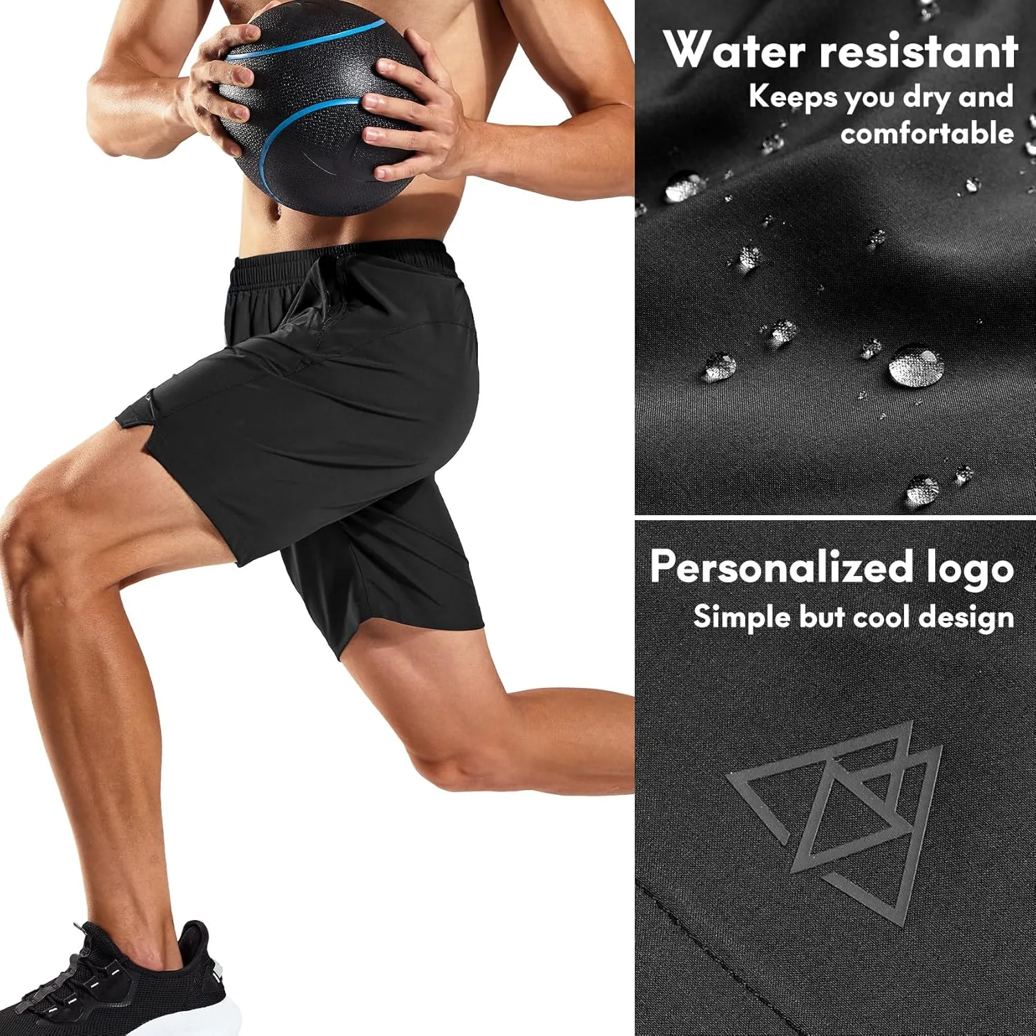 Haimont 7 Inch Athletic Running Shorts Men Dry Fit Lightweight Workout Shorts with Zipper Pockets No Liner, Quick Dry