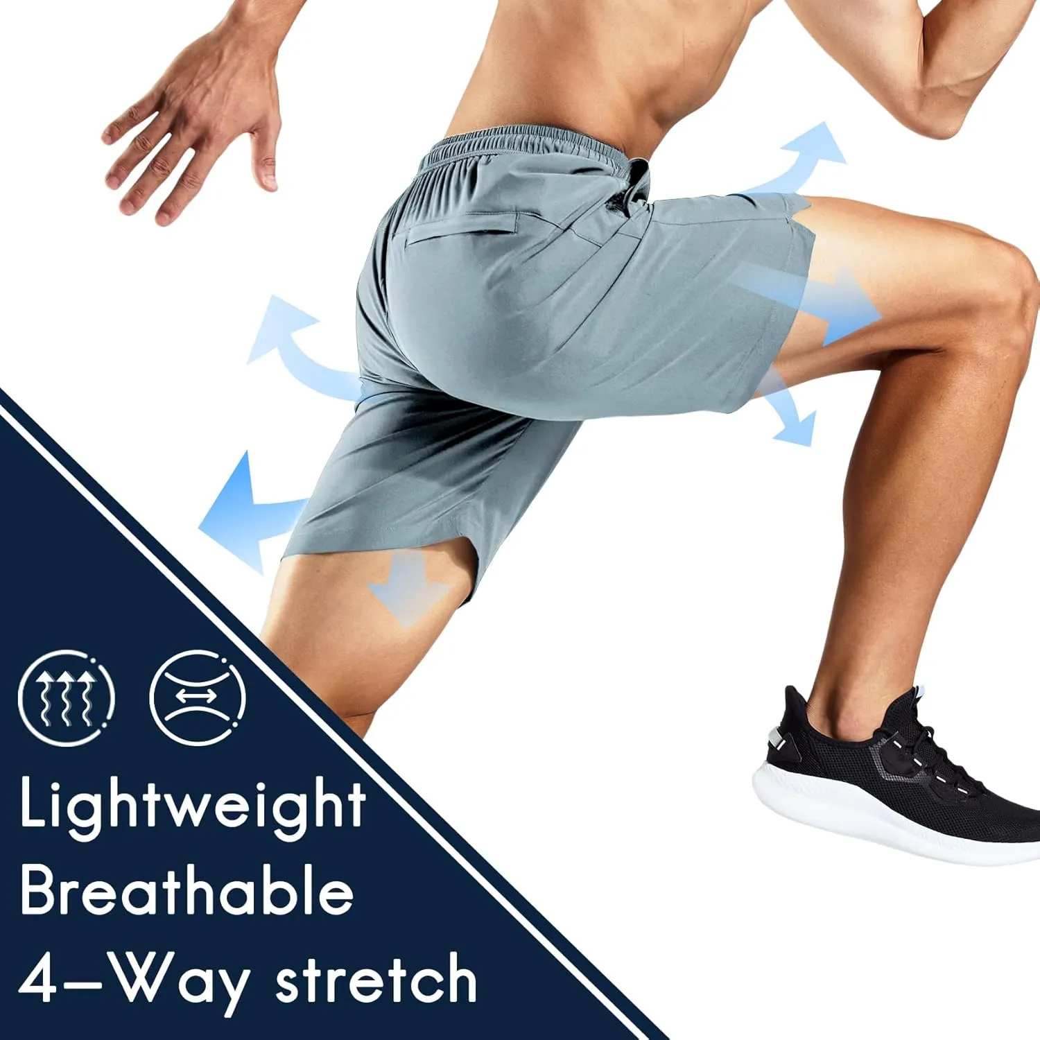 Haimont 7 Inch Athletic Running Shorts Men Dry Fit Lightweight Workout Shorts with Zipper Pockets No Liner, Quick Dry