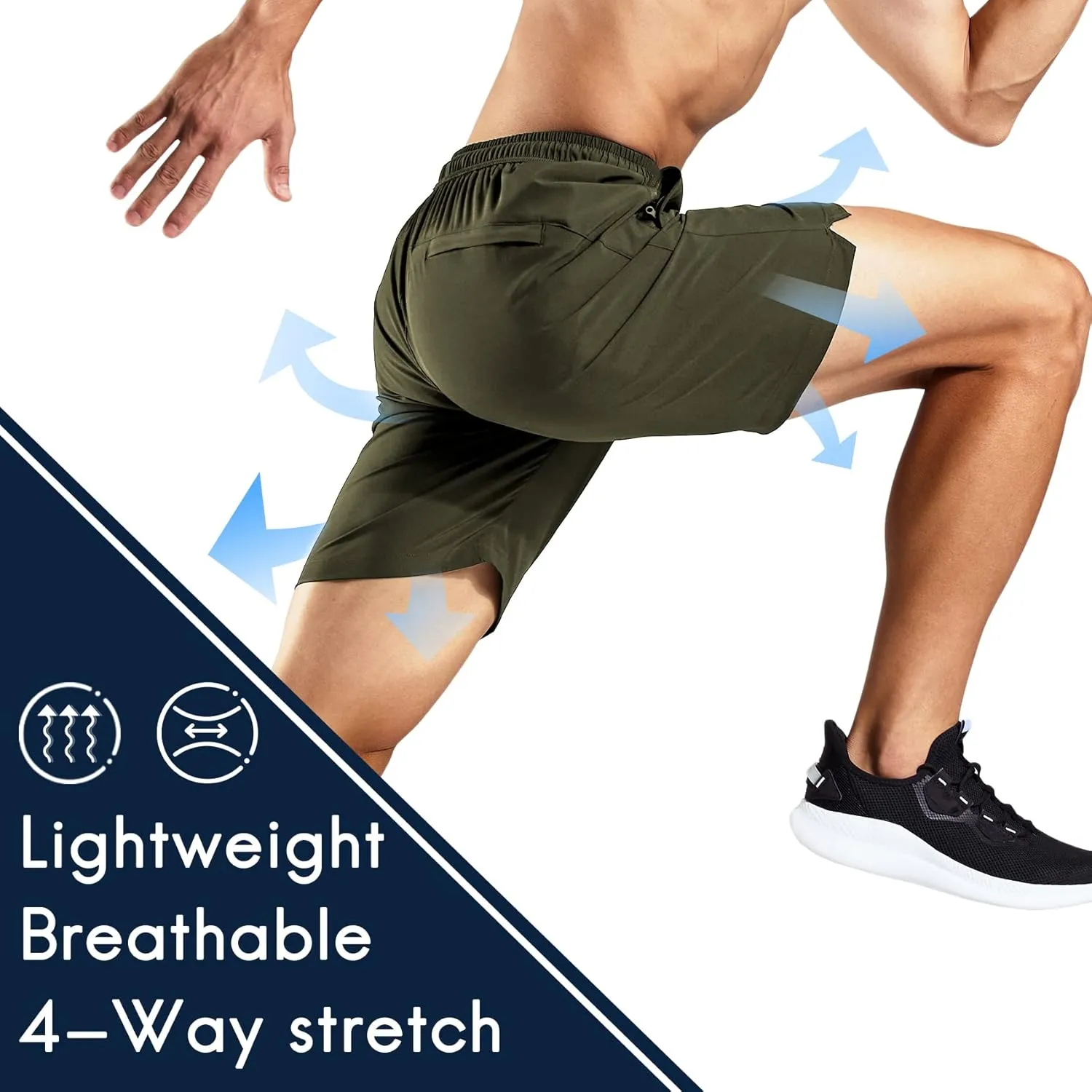 Haimont 7 Inch Athletic Running Shorts Men Dry Fit Lightweight Workout Shorts with Zipper Pockets No Liner, Quick Dry