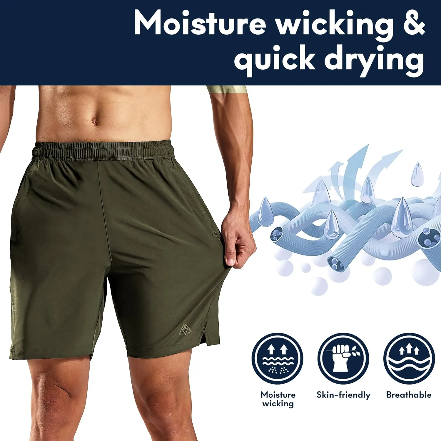 Haimont 7 Inch Athletic Running Shorts Men Dry Fit Lightweight Workout Shorts with Zipper Pockets No Liner, Quick Dry