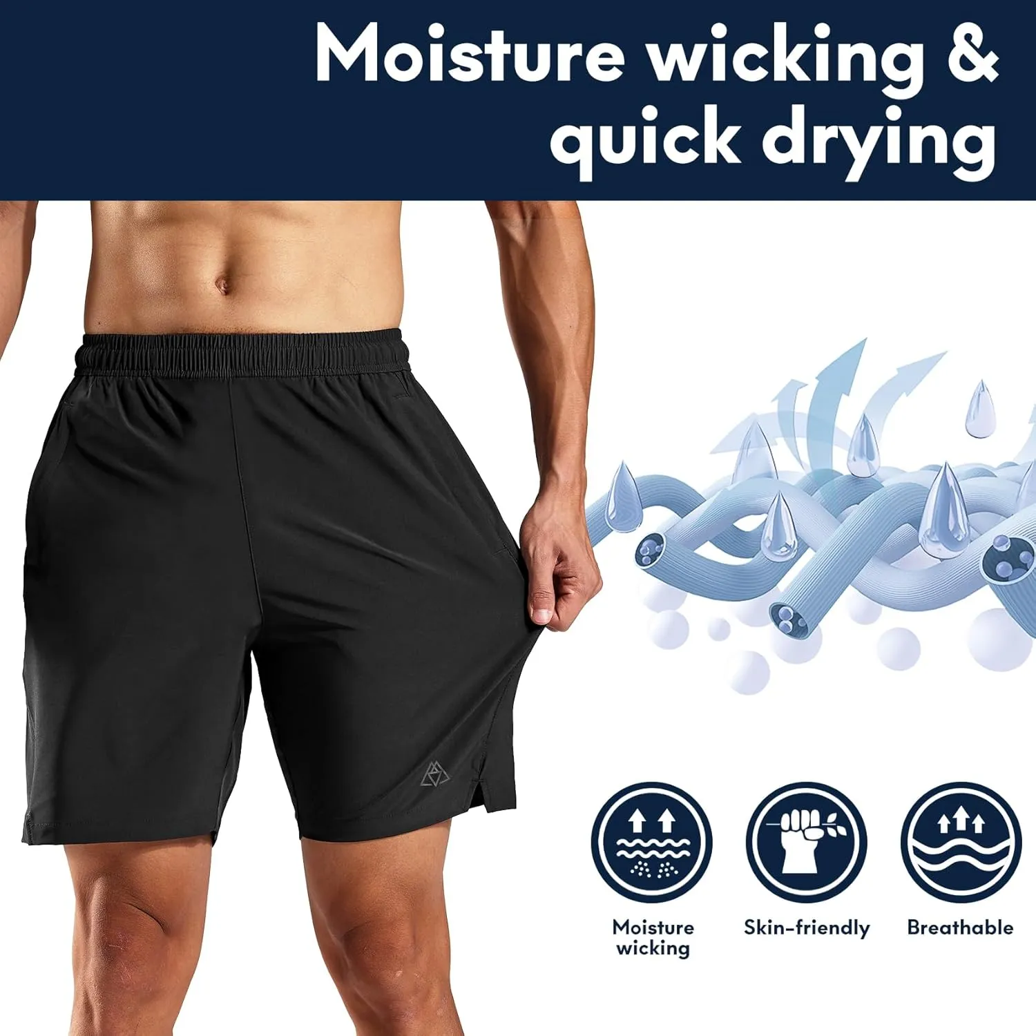 Haimont 7 Inch Athletic Running Shorts Men Dry Fit Lightweight Workout Shorts with Zipper Pockets No Liner, Quick Dry