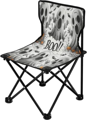 Halloween White Cute Spectre Portable Outdoor Folding Chair Anti-Slip Padded Oxford Cloth Stool Camping Chair Small for Beach Hiking Fishing Gardening Quad Camp Chair