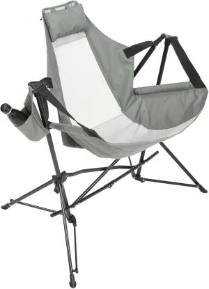 Hammock Camping Chair, Folding Portable Rocking Chair, Aluminum Alloy Adjustable Back Swinging Chair with Pillow Cup Holder, Recliner with Carry Bag for Outdoor Travel Lawn Backyard, Grey