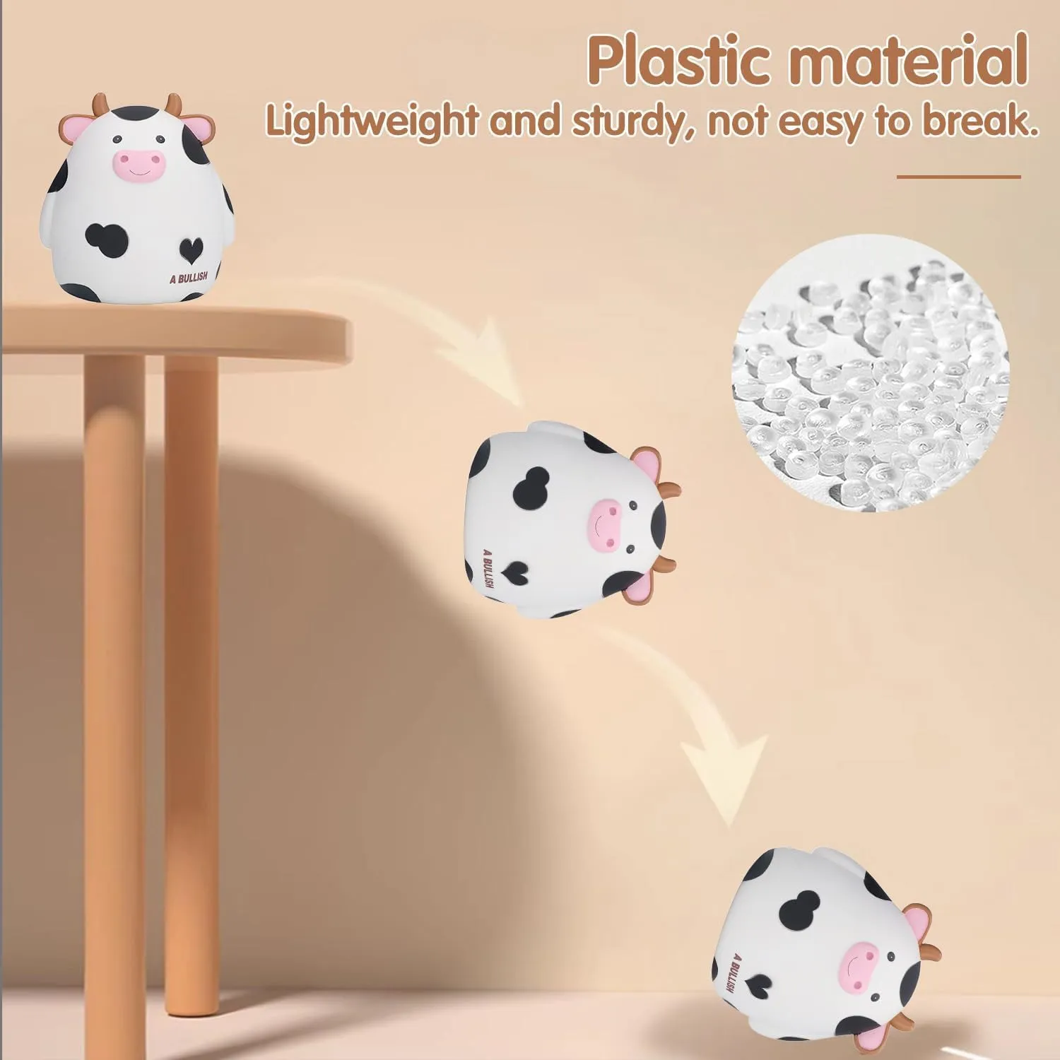 H&W Cow Piggy Bank, L Size, Unbreakable Coin Box for Kids, Cute Animal Money Bank Birthday for Boys Girls,Coin Saving Boxes (White)