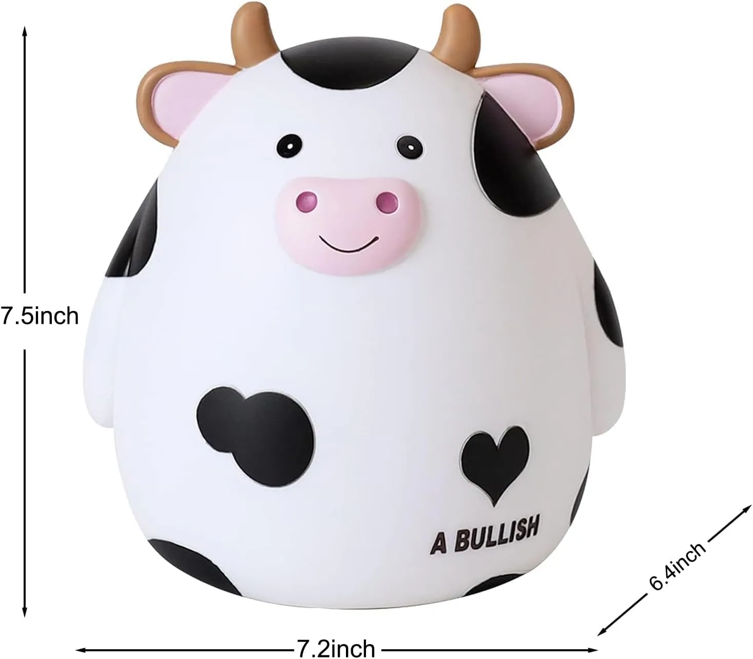 H&W Cow Piggy Bank, L Size, Unbreakable Coin Box for Kids, Cute Animal Money Bank Birthday for Boys Girls,Coin Saving Boxes (White)