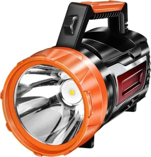 Handheld Spotlight Searchlight, Rechargeable 35W High Lumen Waterproof Ultra Bright LED Hand Crank Flashlight, Portable USB Power Bank With Long-lasting Battery For Camping, Outdoor, Emergency