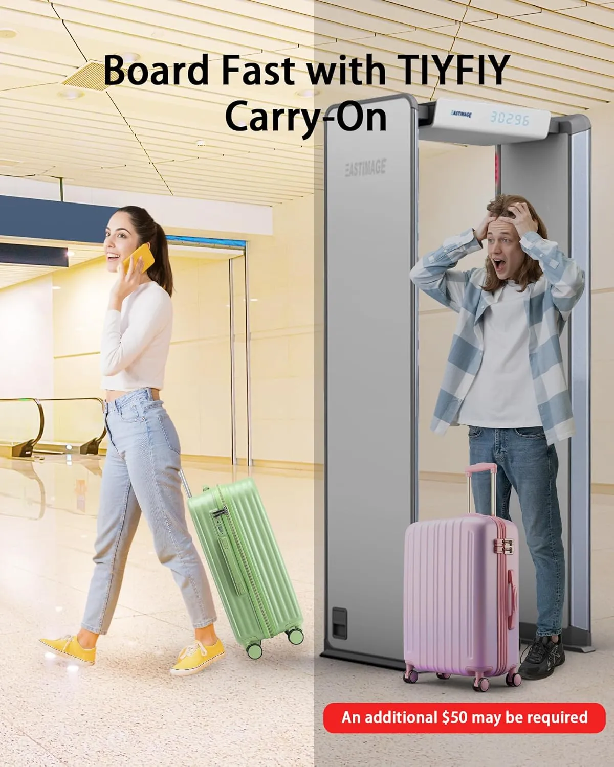Hardside Carry On Luggage with Spinner Wheels and Built-in TSA Lock Durable Suitcase Rolling Luggage with USB Port cup holder Carry-On 20Inch (Green)