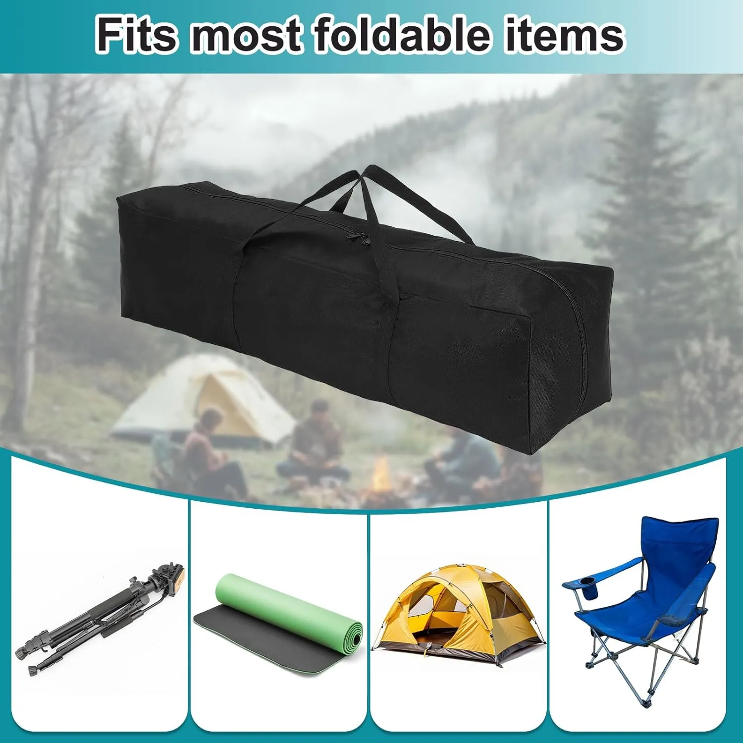 HARFINGTON Camping Chair Replacement Bag 31.5" x 7.9" Folding Chair Carry Bag Oxford Cloth Storage Tent Bag with Handle Strap for Travel Outdoor Camping Sports, Black