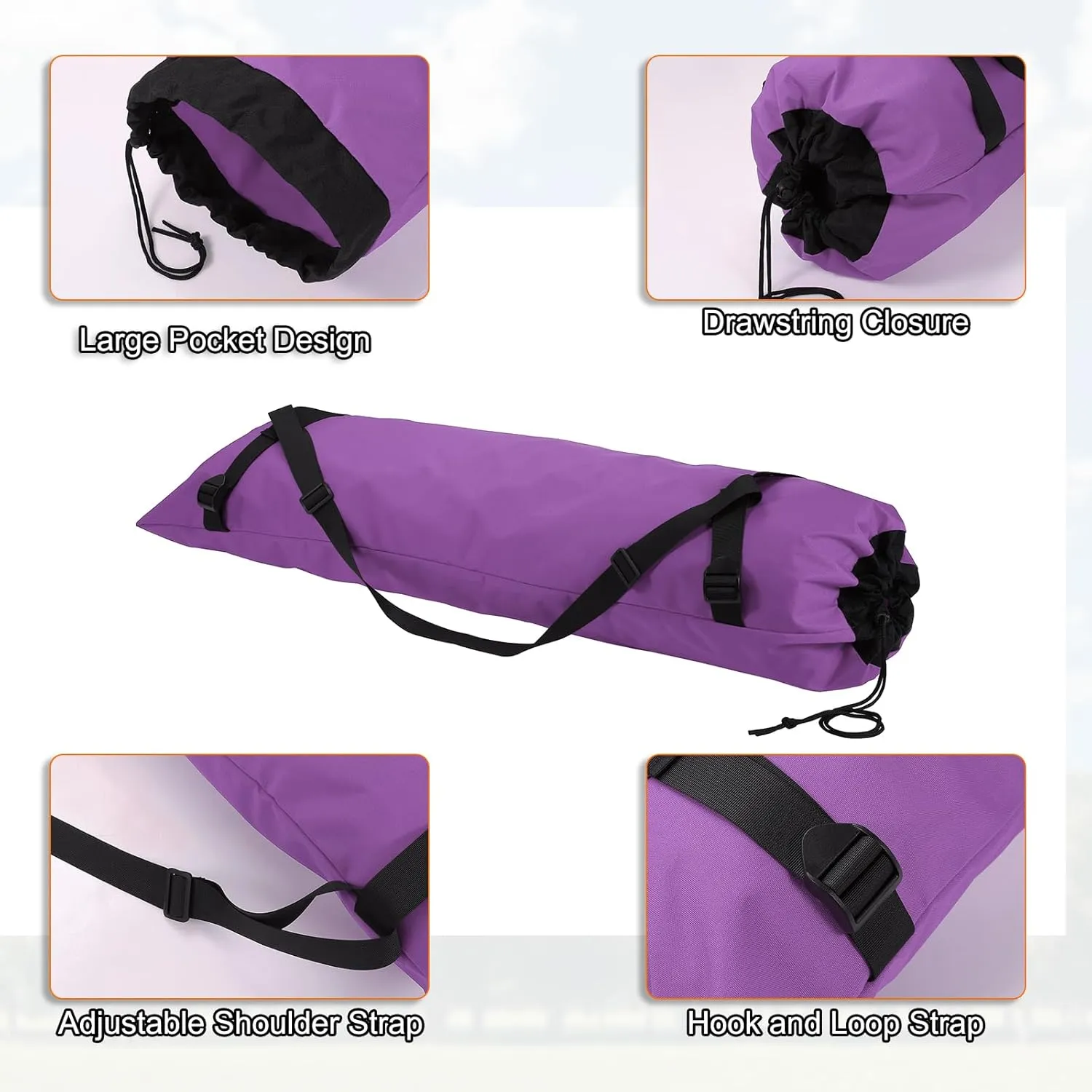 HARFINGTON Camping Chair Replacement Bag 48" Folding Chair Carry Bag Oxford Cloth Storage Tent Bag with Shoulder Strap for Travel Outdoor Camping Sports, Purple