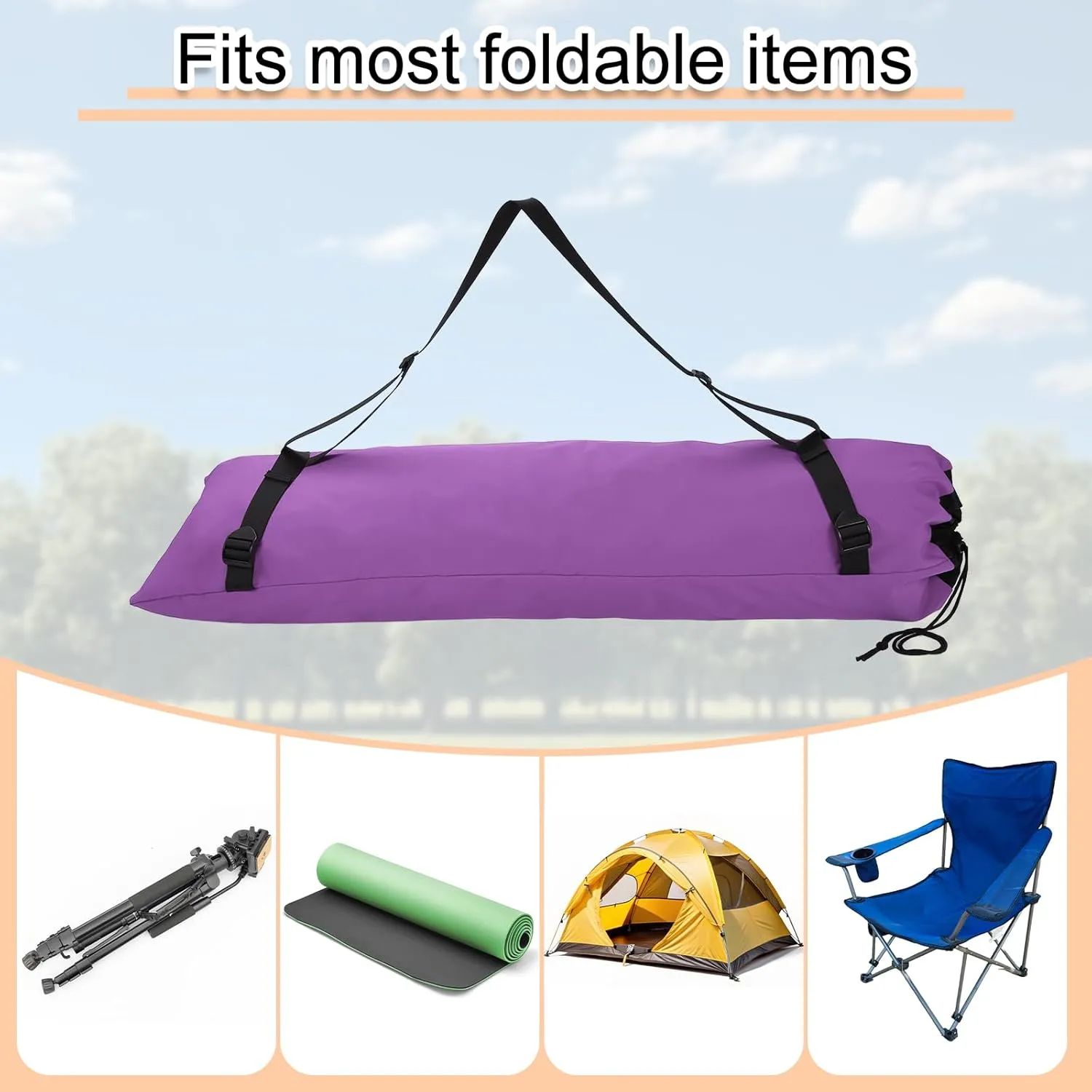 HARFINGTON Camping Chair Replacement Bag 48" Folding Chair Carry Bag Oxford Cloth Storage Tent Bag with Shoulder Strap for Travel Outdoor Camping Sports, Purple