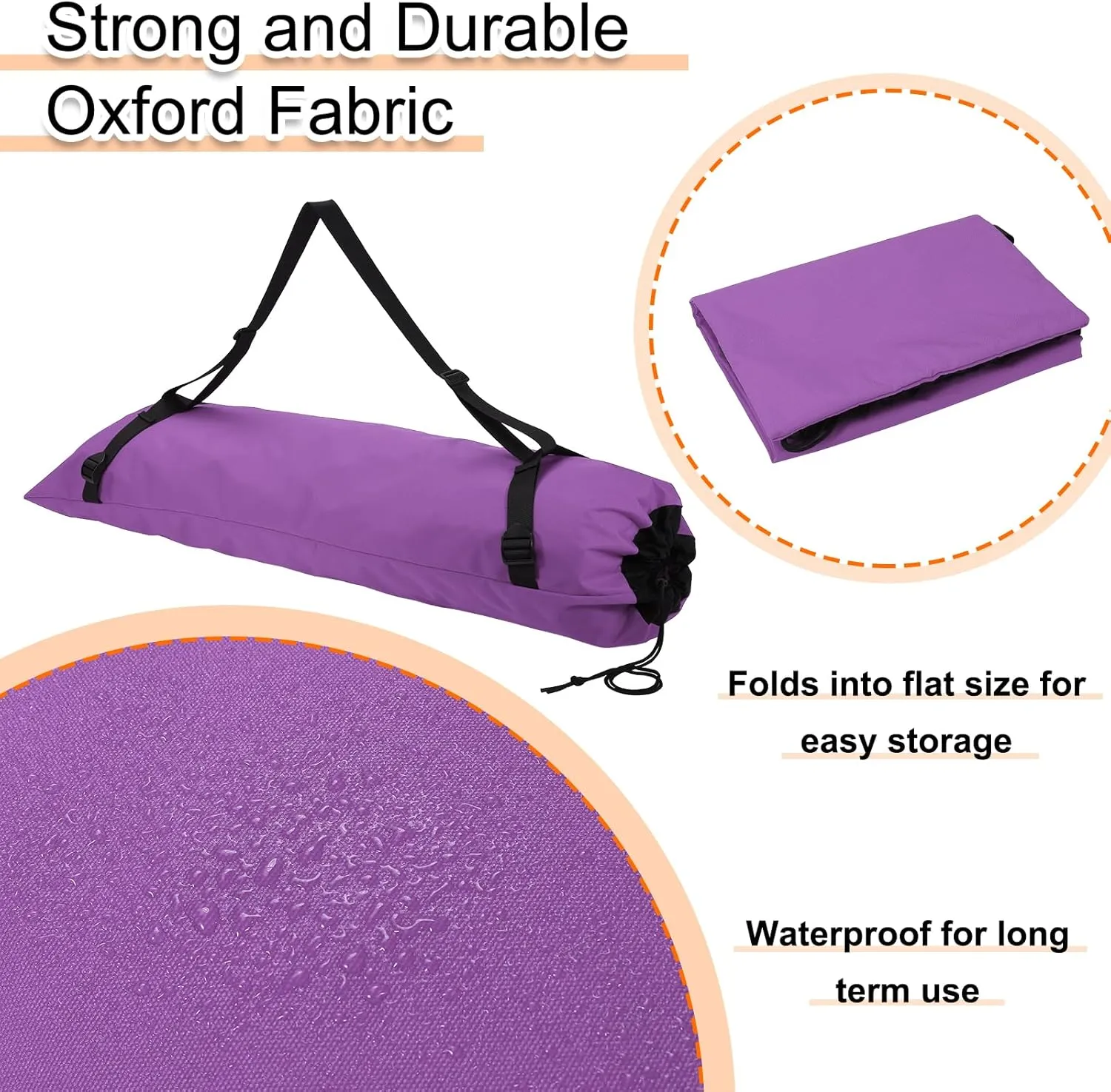 HARFINGTON Camping Chair Replacement Bag 48" Folding Chair Carry Bag Oxford Cloth Storage Tent Bag with Shoulder Strap for Travel Outdoor Camping Sports, Purple