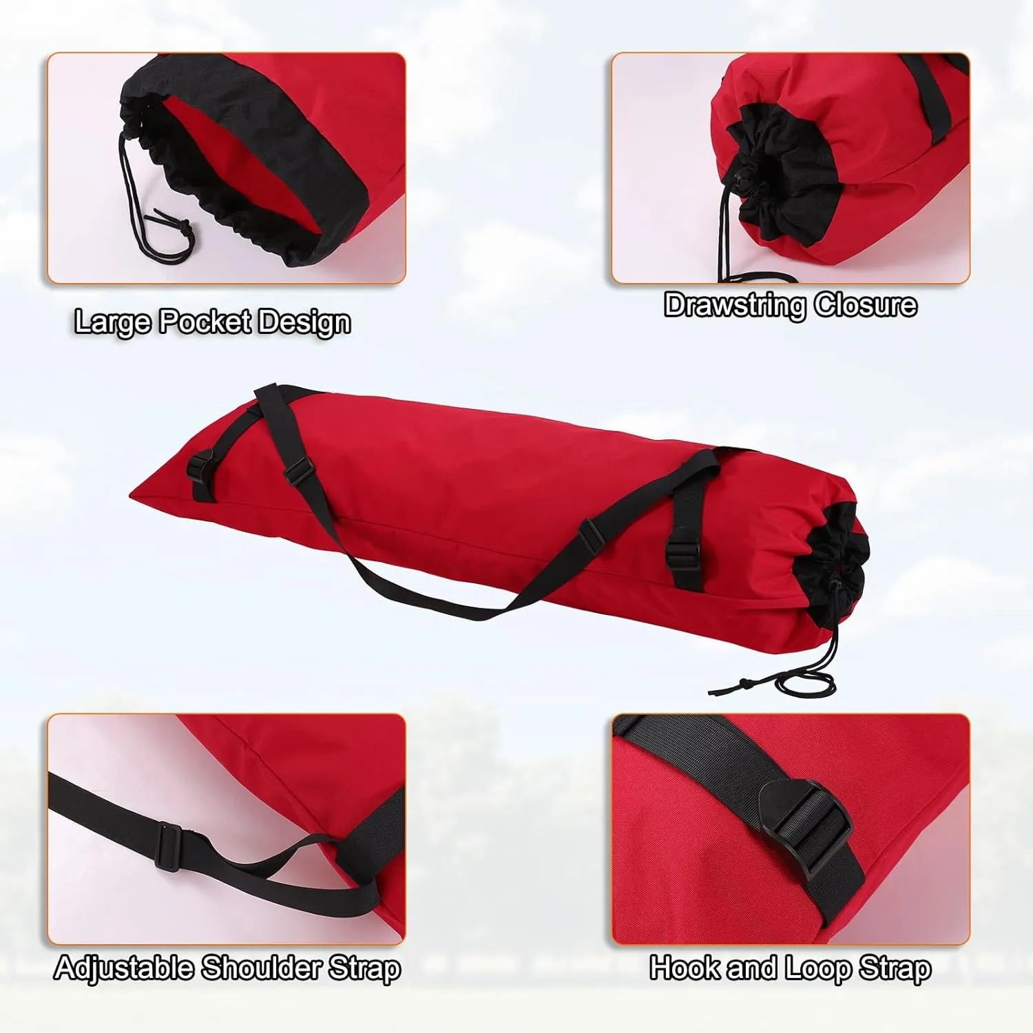 HARFINGTON Camping Chair Replacement Bag 48" Folding Chair Carry Bag Oxford Cloth Storage Tent Bag with Shoulder Strap for Travel Outdoor Camping Sports, Red