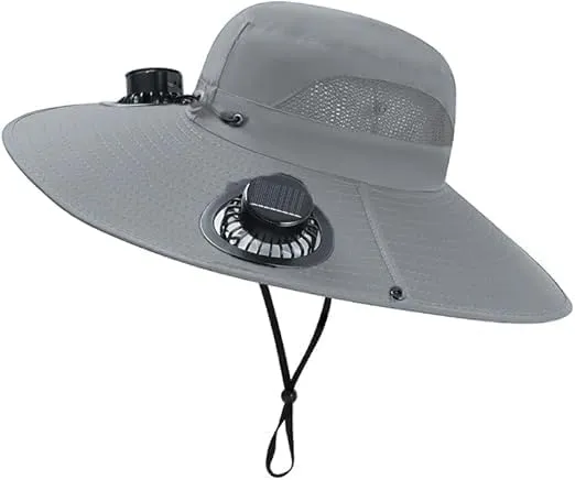 Hat with Fans Solar Power, Solar Fan Hat, 2 Solar Fan Sun Bucket Hat for Men Women UPF 50  Bucket Fishing & Beach