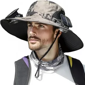 Hat with Fans Solar Power Wide Brim Removable Sun & USB Charging Hat Outdoor Fishing Sun Protection Solar Fan Hats
