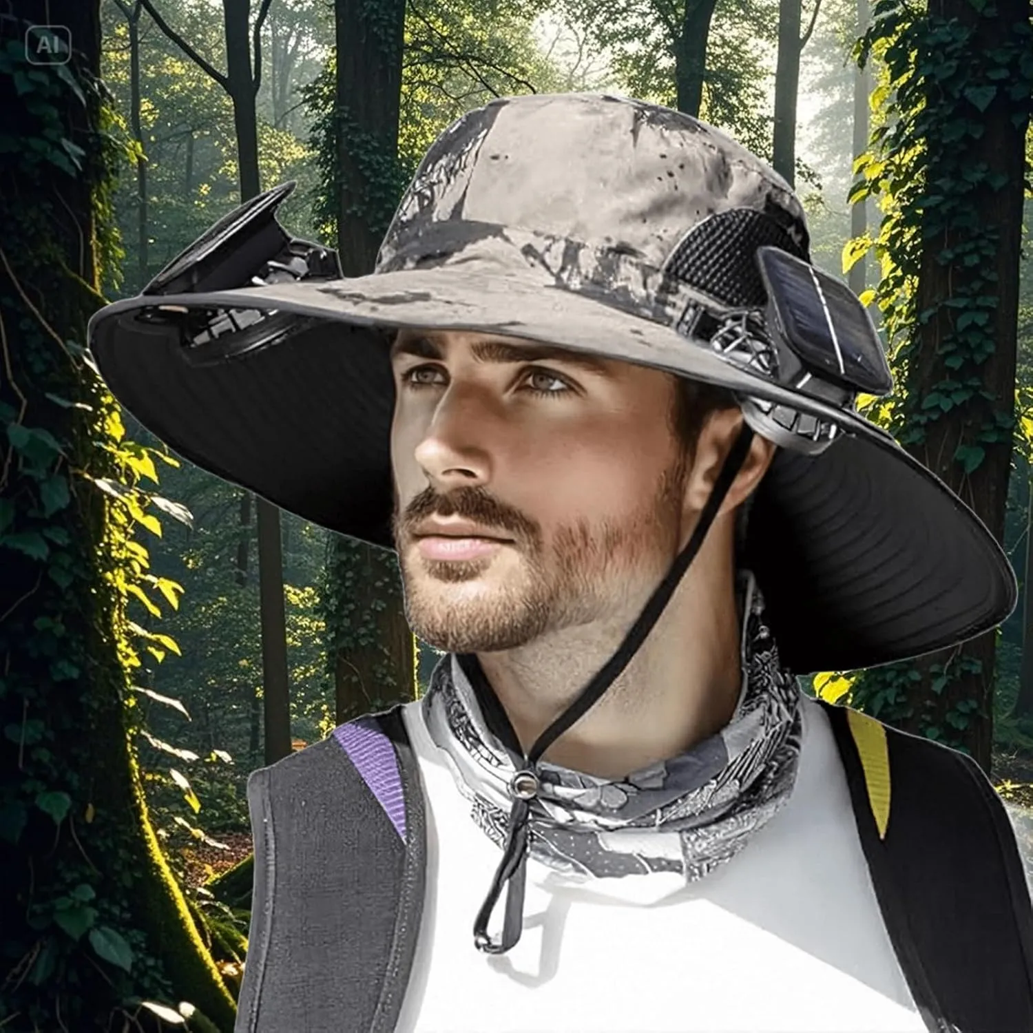 Hat with Fans Solar Power Wide Brim Removable Sun & USB Charging Hat Outdoor Fishing Sun Protection Solar Fan Hats