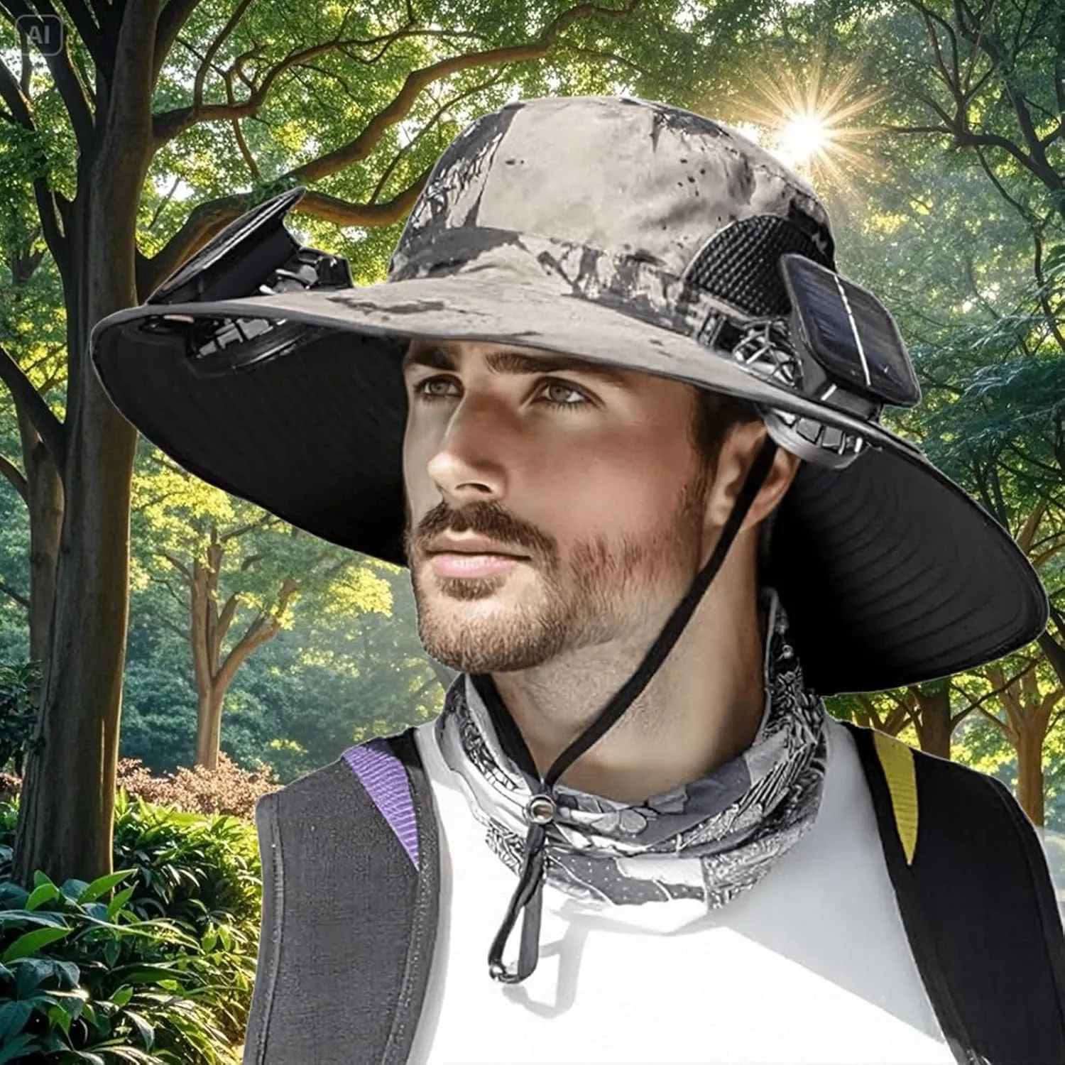 Hat with Fans Solar Power Wide Brim Removable Sun & USB Charging Hat Outdoor Fishing Sun Protection Solar Fan Hats