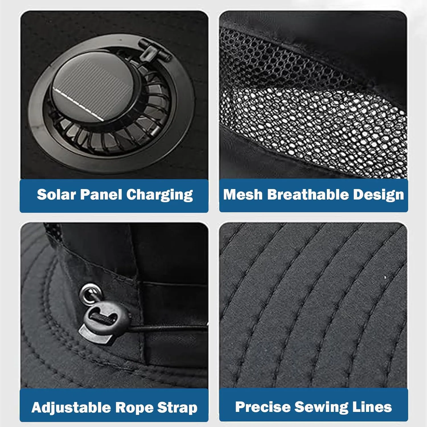 Hat with Fans Solar Power Wide Brim Removable Sun & USB Charging Hat Outdoor Fishing Sun Protection Solar Fan Hats