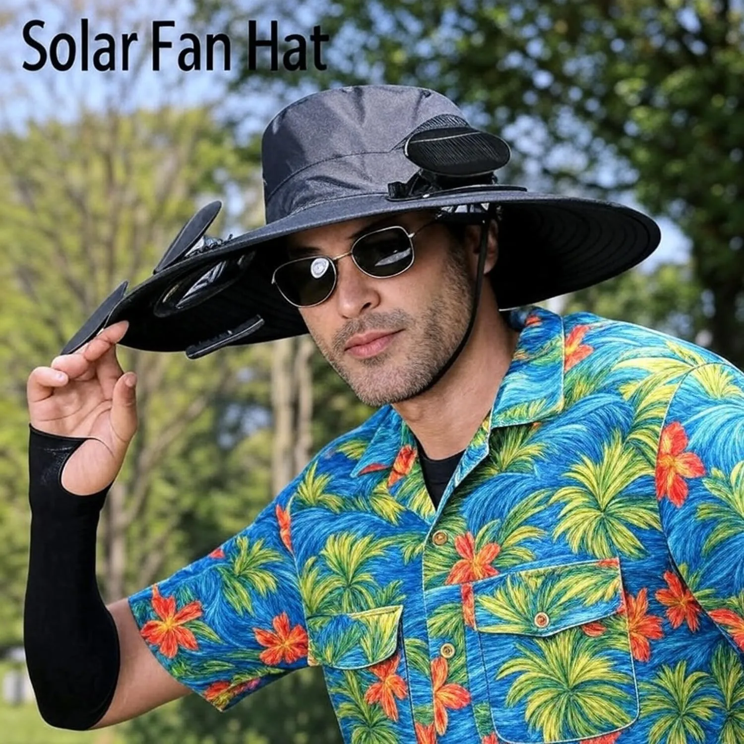 Hat with Fans Solar Power, Wide Brim Solar Fan Hat Outdoor Fishing for Men Women, Quick-Dry Umbrella Hats for Adults