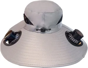 Hat with Fans Solar Power,Outdoor Wide Brim Colitt-Fishing Hat with Built in 2 Solar Fan & USB, Solar Fan Hat for Men Women