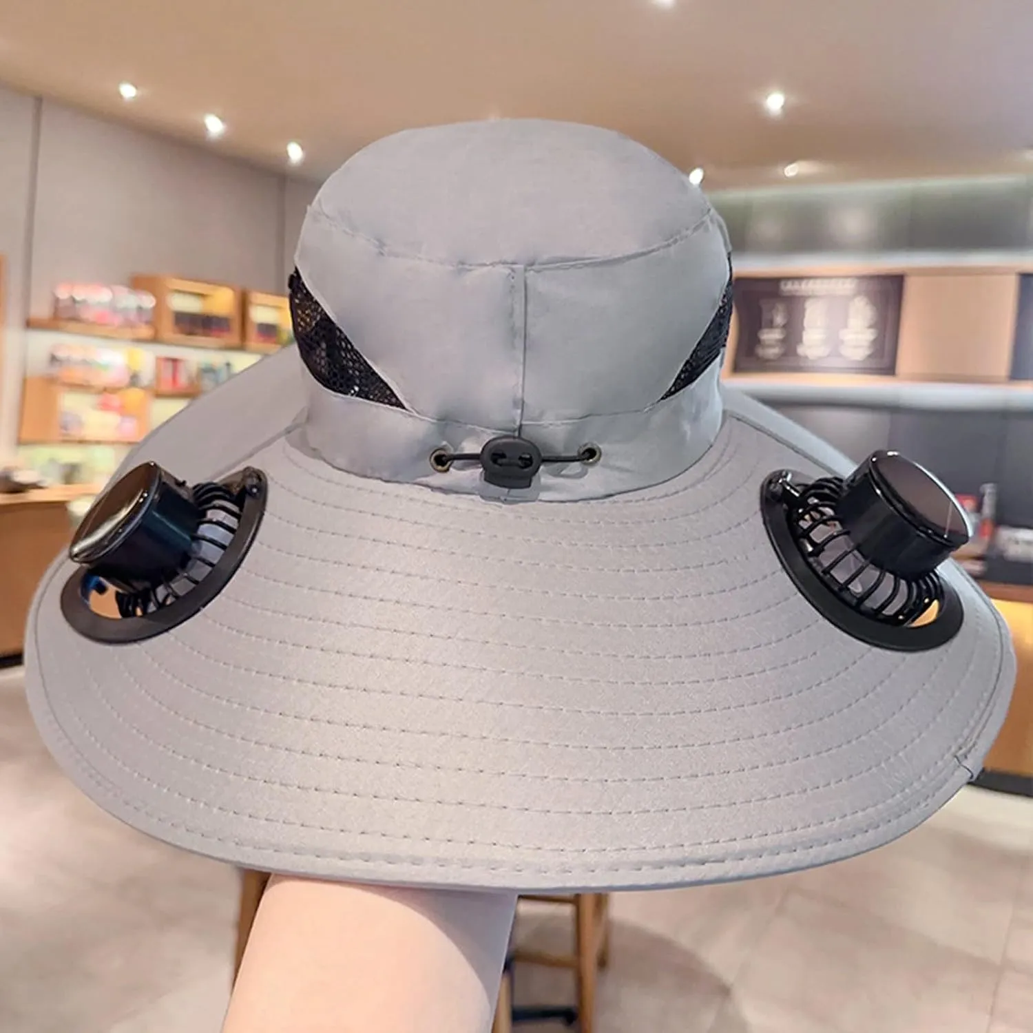 Hat with Fans Solar Power,Outdoor Wide Brim Colitt-Fishing Hat with Built in 2 Solar Fan & USB, Solar Fan Hat for Men Women