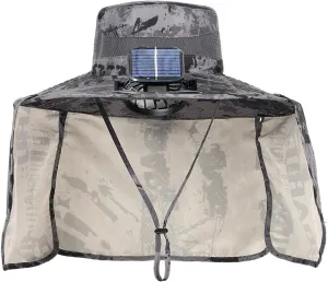 Hat with Fans Solar Power,Wide Brim Solar Fan Hat,Fishing Hat with Solar Powered Fans Removable & USB Charging Fan