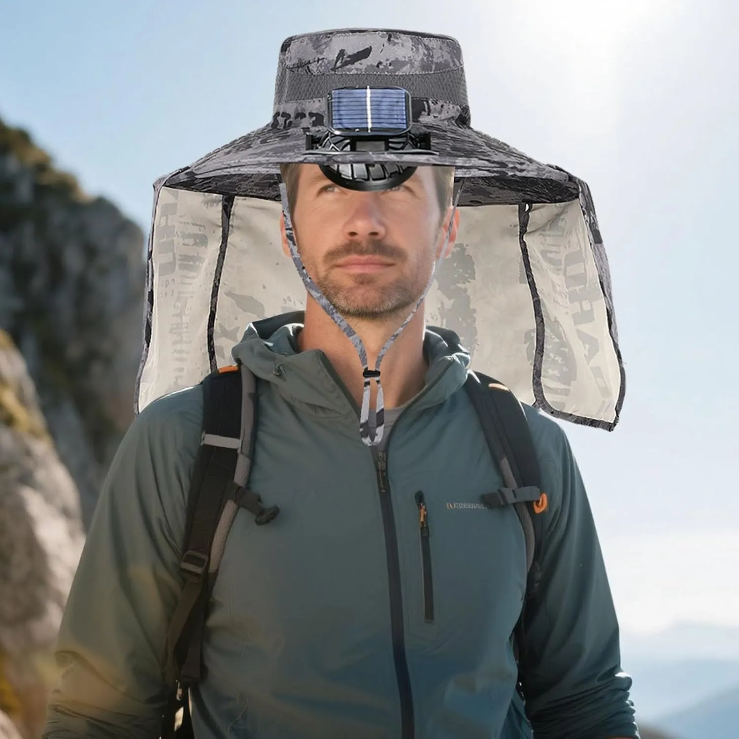 Hat with Fans Solar Power,Wide Brim Solar Fan Hat,Fishing Hat with Solar Powered Fans Removable & USB Charging Fan