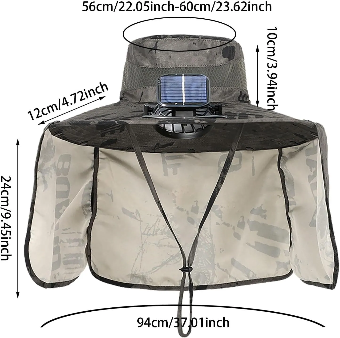 Hat with Fans Solar Power,Wide Brim Solar Fan Hat,Fishing Hat with Solar Powered Fans Removable & USB Charging Fan