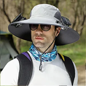 Hat with Fans Solar Power,Wide Brim Sun Hat with 2 Solar Fan Fishing Bucket Hat UPF 50  Sun Hat with Sunglasses