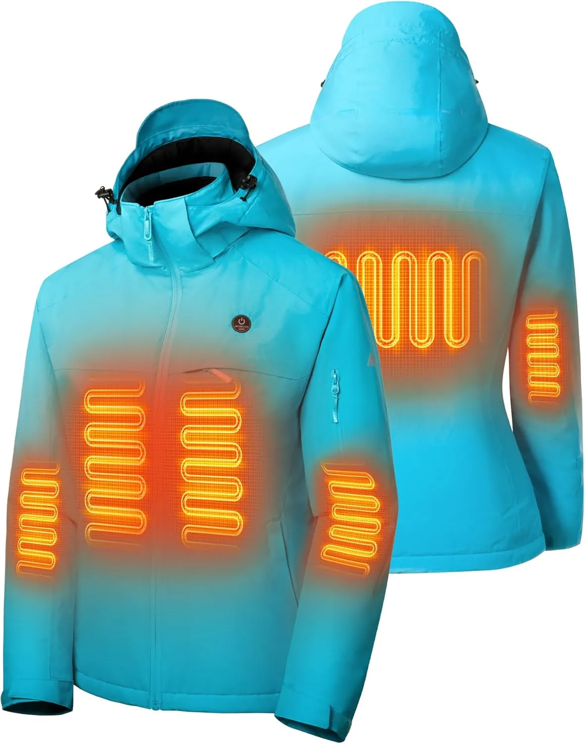 Heated Jacket, Ski Jacket Coat, With 12V/16000mAh Battery Pack, 5 Areas Heating Thicken Women Winter Coat