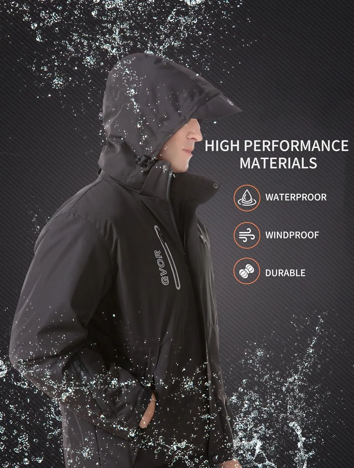 Heated Jackets for Men with 12V Battery, Detachable Hood and Battery Pack, Winter Outdoor Sports Softshell Heated Coat