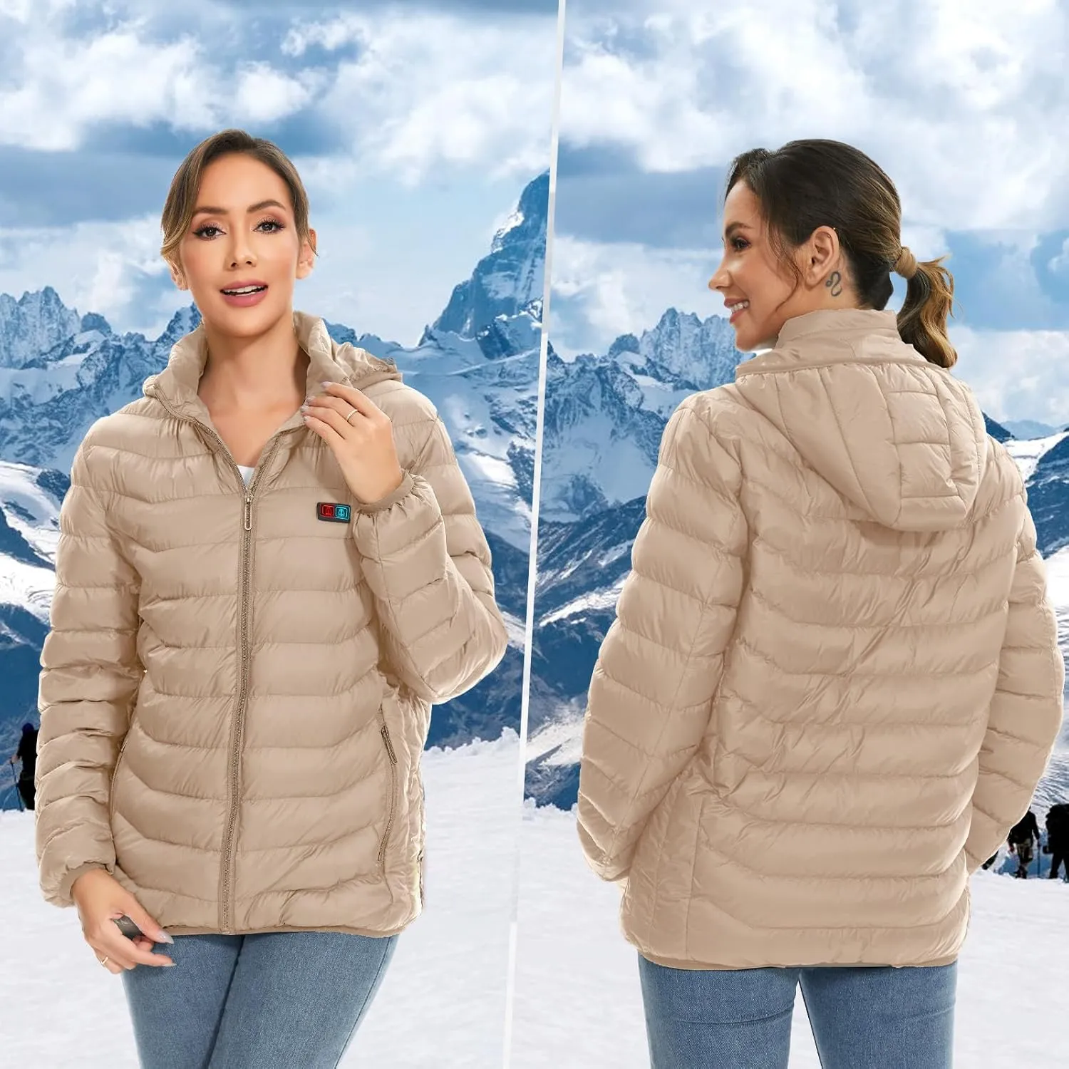 Heated Jackets for Women, 9 Heating Areas With 10000mAh Power Bank,Winter Warm Outdoor Ski Coat