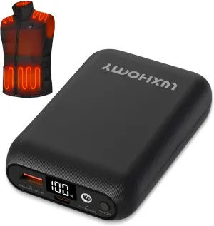 Heated Vest Battery Pack, 7.4V/5V 16000mAh Compact Power Bank Repaclement Back Up for Heated Jacket Heated Hoodie Heated Pants Heated Chair Heated Outdoor Gear