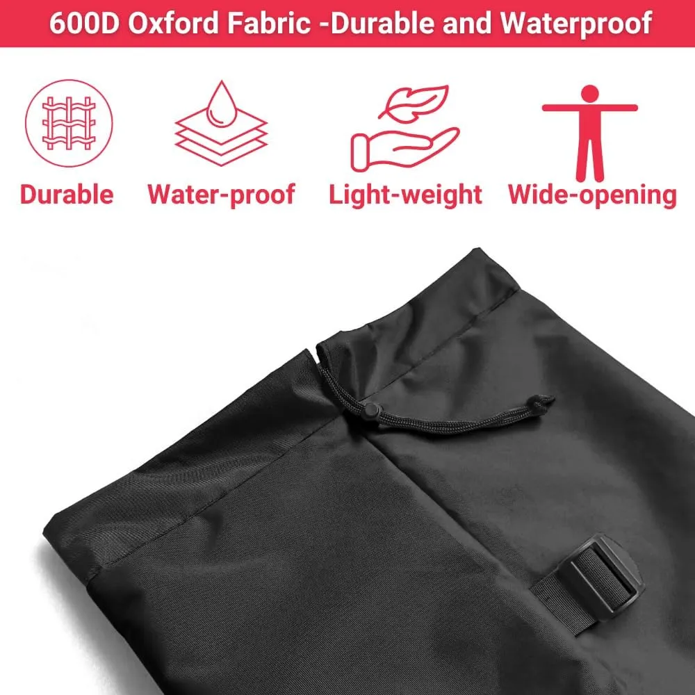 Heavy Duty Camping Chair Replacement Bag with Side Pocket, Camp Cover Bags for Carrying Folding Chairs - 48 X 11 Inches, Durable 600D Oxford Fabric, Extra Wide Mouth, Adjustable Strap (Black)