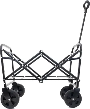 Heavy Duty Collapsible Wagon Cart: All-Terrain 6-Inch Wheels & 3-Pcs Liner Set - Foldable Utility Cart for Beach Picnics & Gardening - Lightweight Steel Frame & Extra Storage Pockets