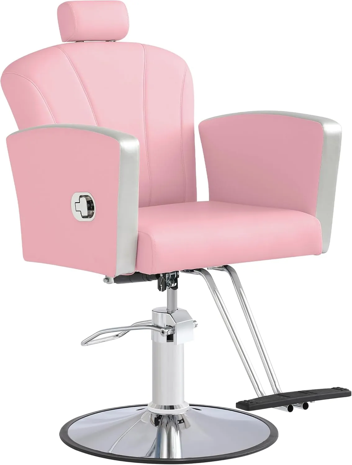 Height Adjustable Salon Chair for Hair Sylist, Reclining Salon Hair Chairs, Hydraulic Barber Chair, 360 Degree Swivel Shampoo Chairset for Barbershop (Pink)