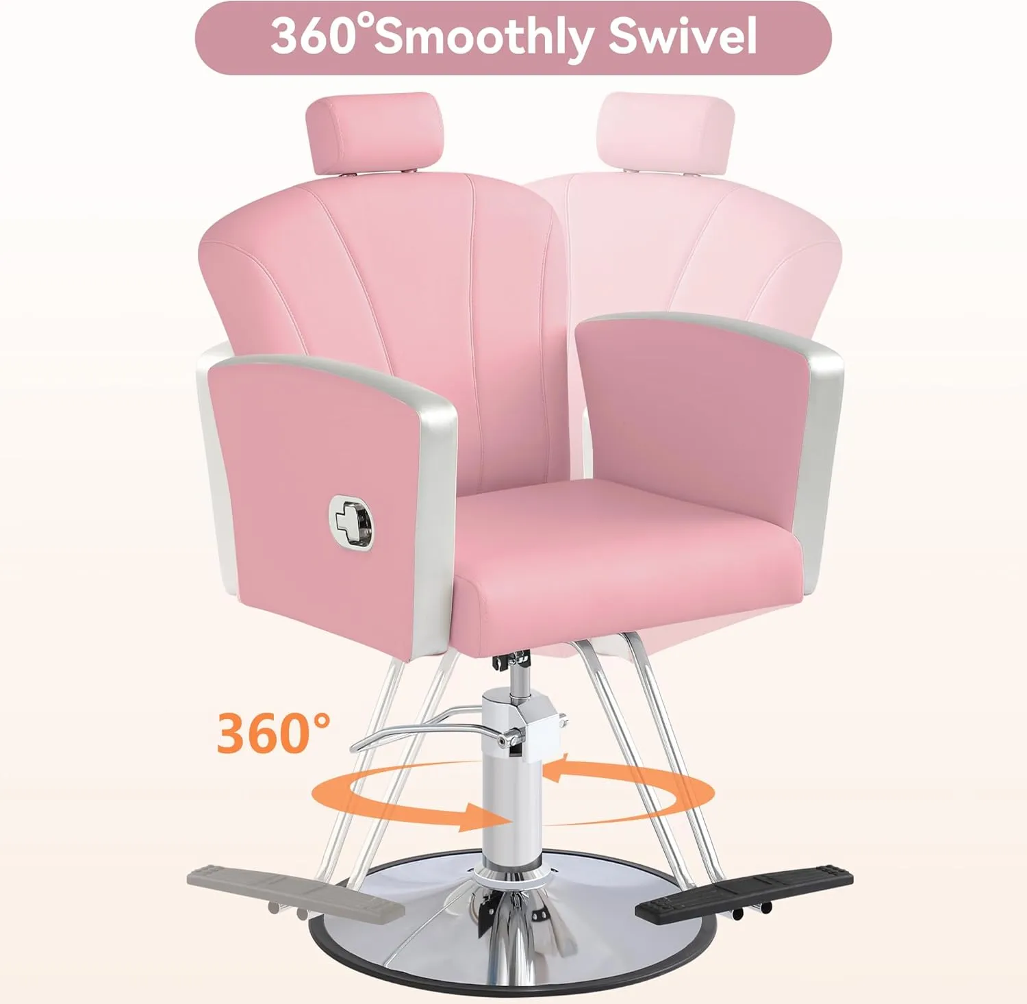 Height Adjustable Salon Chair for Hair Sylist, Reclining Salon Hair Chairs, Hydraulic Barber Chair, 360 Degree Swivel Shampoo Chairset for Barbershop (Pink)