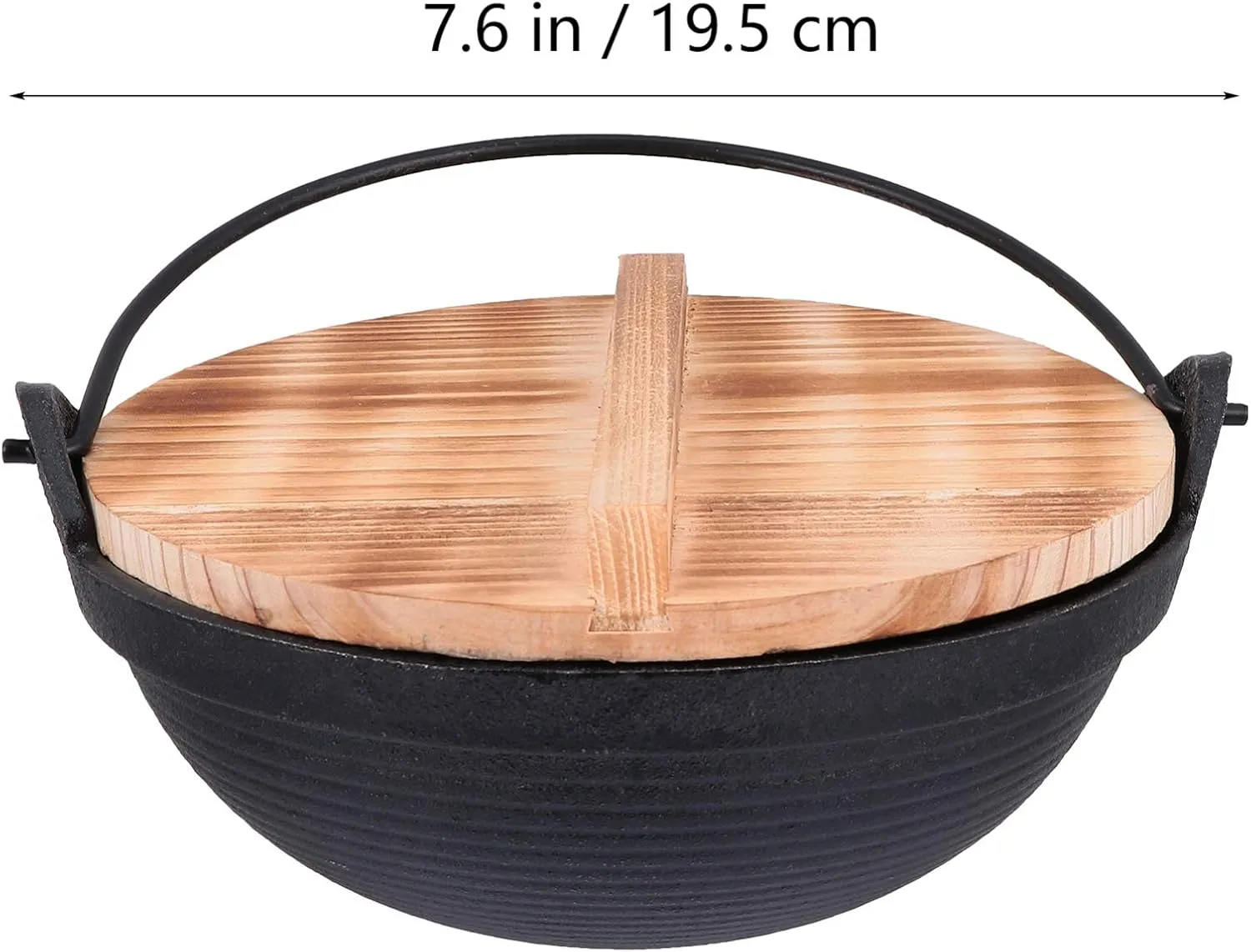 Hemoton Cast Iron Camping Pot with Lid, 20cm, Nonstick, Outdoor Picnic Cookware, Deep Frying Pan for Backpacking Hiking