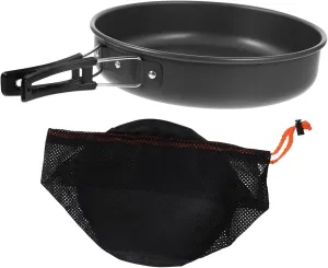 Hemoton Portable Frying Pan Set Mesh Bag Camping Cookware Removable Handle Non-Stick Metal Pan for Breakfast to Clean