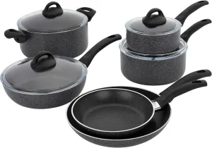 Henckels Everlift Granite 10-Piece Nonstick cookware set, Made in Italy, durable 3-layer granite-hued nonstick coating from recycled materials, Oven safe to 400°F, Dishwasher safe