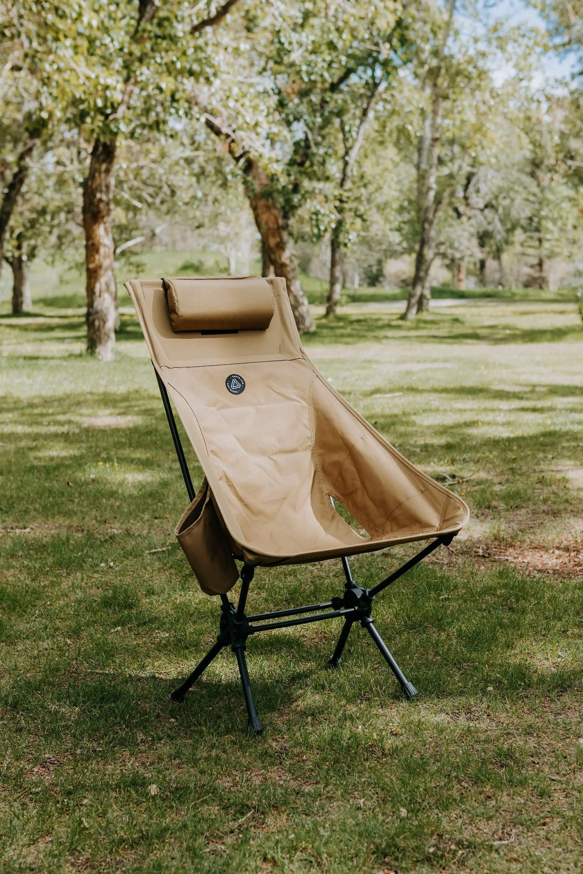 High Back Ultralight Folding Camping Chair With Storage Pouches, Black